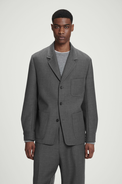 【2plan】Merino over blazer Oversized Blazer | Grey – Mudvii Lithuania