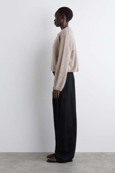 BRUSHED-CASHMERE CREW-NECK CARDIGAN - BEIGE | COS US