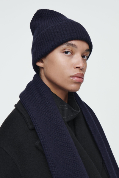 【未使用品】MUFFLER, WOOL-KNIT NAVY 未使用品】MUFFLER, WOOL-KNIT NAVY