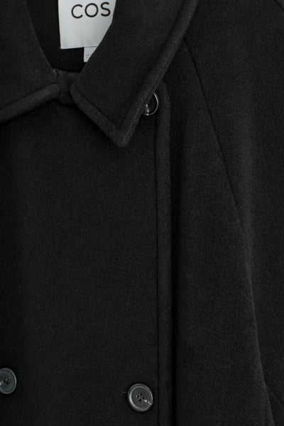 OVERSIZED DOUBLE-BREASTED WOOL LONG COAT - BLACK | COS US
