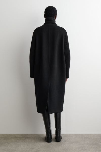 VU ヴウ long wide coat black super120’sウール Long Wool Black Coat – avecel