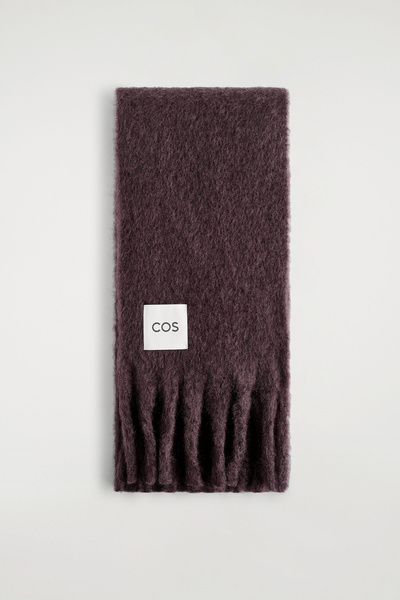 FRINGED BRUSHED-MOHAIR SCARF - BORDEAUX | COS