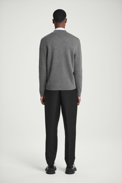 KNITTED WOOL BOMBER JACKET - GREY | COS