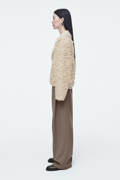 TEXTURED LOOP-KNIT WOOL SWEATER - ECRU | COS