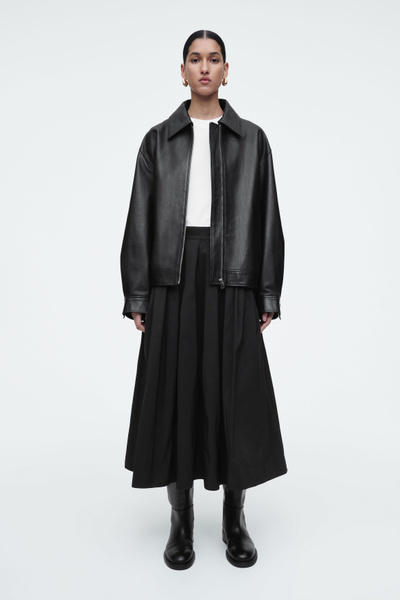 PLEATED A-LINE MIDI SKIRT - BLACK | COS