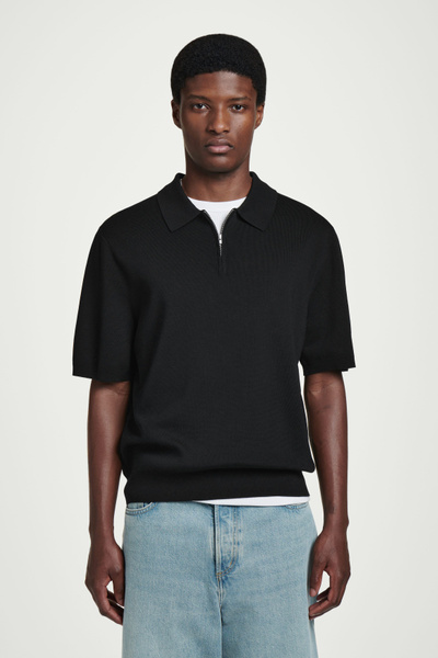 黒 3 wewill tricot polo shirt 黒 3 wewill tricot polo shirt