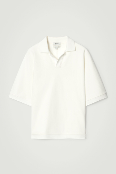 Open Collar Mercerized Jersey Polo Shirt - WHITE | COS US