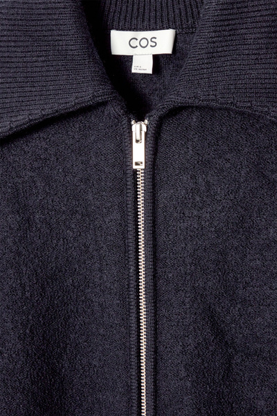 BOILED-WOOL ZIPPED JACKET - NAVY | COS
