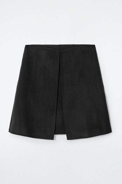 ★韓国人気★claddA★wool mini skirt Double Flap Wool-Blend Mini Skirt in Grey - Retro, Indie and
