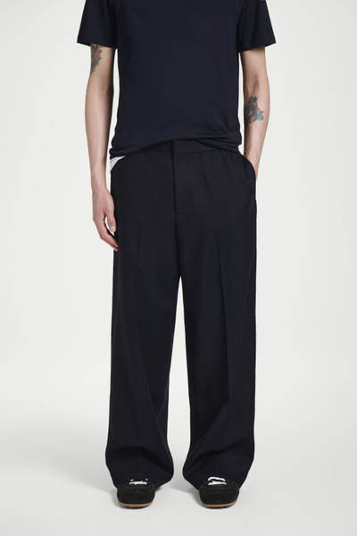 関税/送料込◆Turbigo straight-leg wool pants TAILORED WOOL-FLANNEL STRAIGHT-LEG TRACK PANTS - NAVY | COS