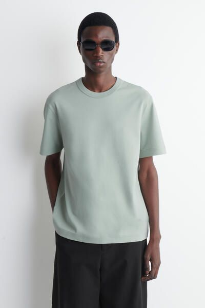 INTERLOCK COTTON CREW-NECK T-SHIRT - LIGHT GREEN | COS US