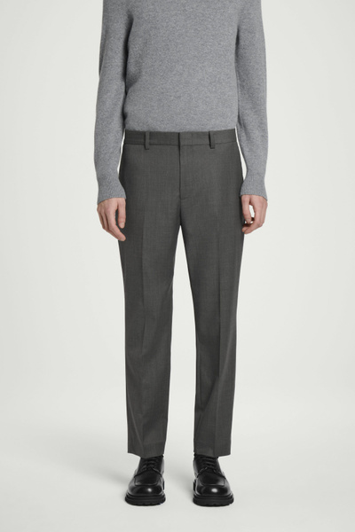 SLIM-FIT WOOL PANTS - DARK GRAY | COS