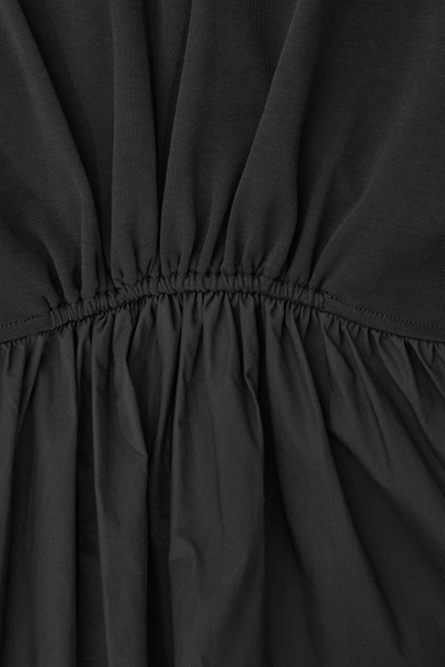 cos gathered asymmetric midi dress GATHERED ASYMMETRIC MIDI DRESS - BLACK