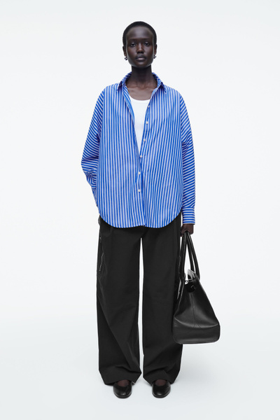売れ筋商品|||カルバンクライン カットソー トップス レディース Women's Striped Cotton Relaxed Shirt Chambray Blue 6853_b10e819ebf.jpg