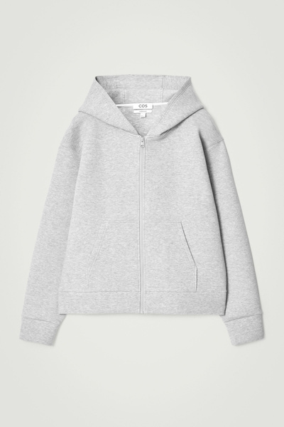 ★IN SILENCE★ Back logo scuba hood zip-up MELANGE GRAY IM2C simon scuba zip hoodie - Grey Melange | Weekday WW