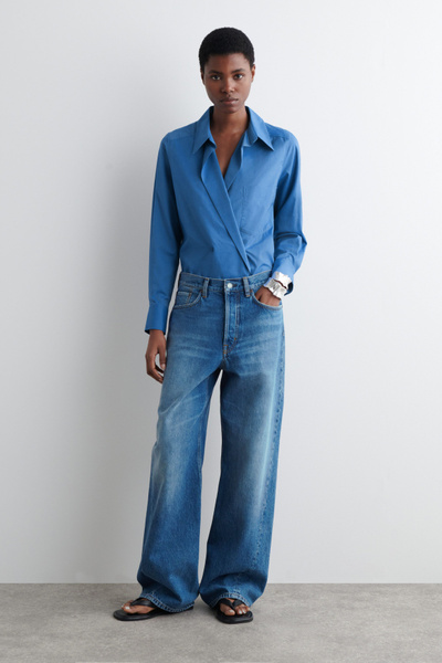 DOUBLE-BREASTED SHIRT - BLUE | COS