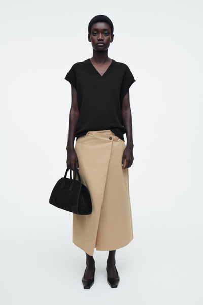 スカート LOW CLASSIC : 25SS / STRING CHECKED MIDI SKRIT (BEIGE) Elise Check Mid Length Skirt, Beige