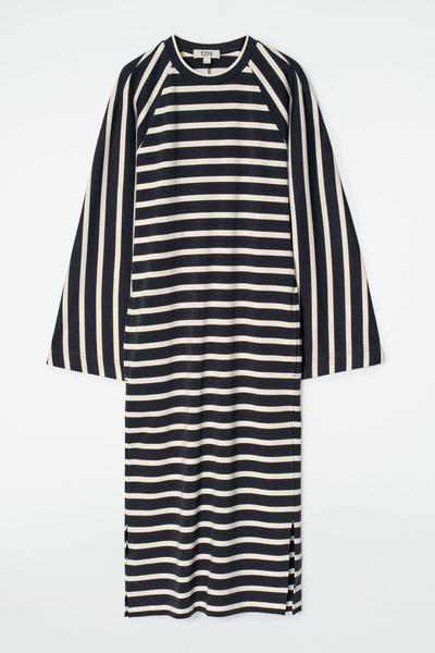 ミストレアス Stripe Big Collar Dress ネイビー