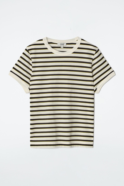 SHRUNKEN RINGER T-SHIRT - WHITE / STRIPED | COS