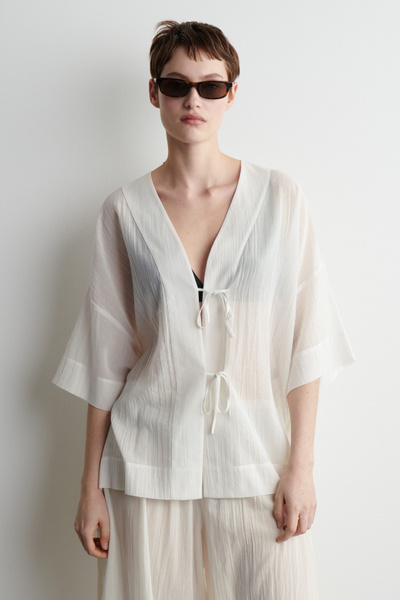 Tシャツ・カットソー ROHE FW25 SILK KNOTTED SHIRT (41619066 101) 7126_2ea9db80b2.jpg