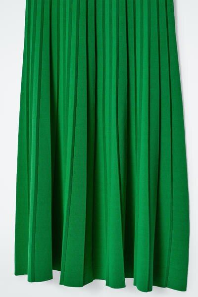 COS Women's Knitted Pleated Maxi Dress in Green | Size: Small