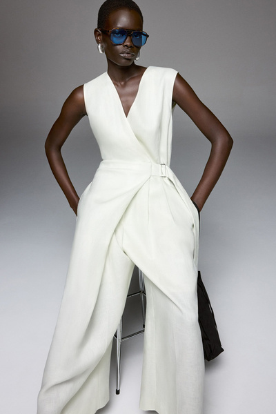 Linen Cropped Jumpsuit — White – La Garçonne