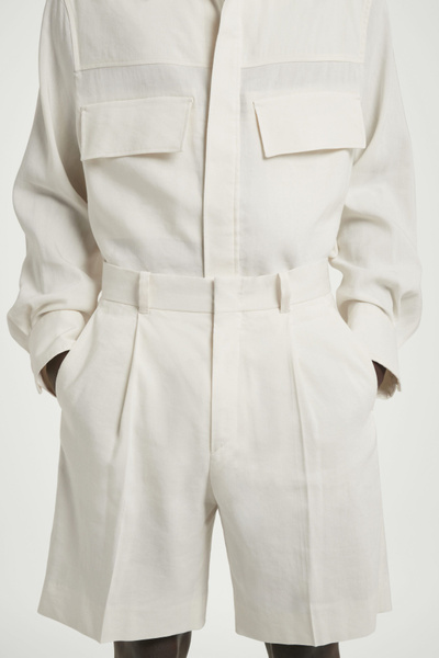 TAILORED LINEN-BLEND SHORTS - ECRU | COS