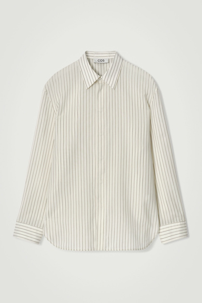 【COOR】 Cotton pinstripe t-shirt / 追跡付 Cropped Garçon Shirt In Striped Print For Women | J.Crew