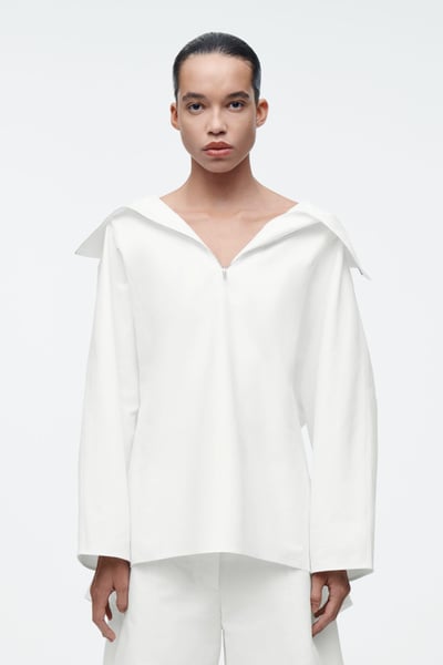 トップス wata tops BLANC luxe-white-cotton-tunic-top-