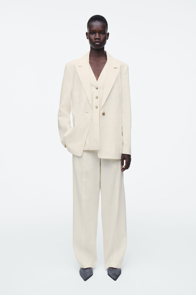 ワンピース HEVO Frigole linen tailleur Cammello Jacopone stretch linen blend trousers for women 104929a0im