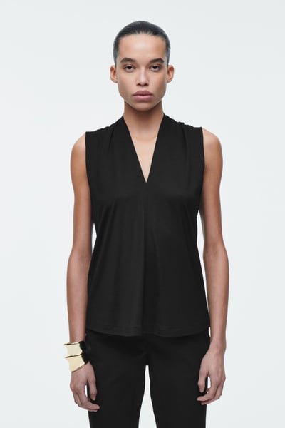 【アンリアン】v neck gilet ワンサイズ　ブラック Double V-Neck Tank Top in FADED BLACK | alexanderwang®