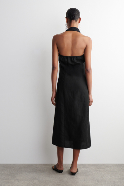 TWISTED LINEN-BLEND HALTERNECK DRESS - BLACK | COS US