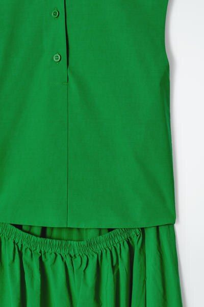 slim fit dress slacks COS Pleated Knitted Maxi Dress Green – The Dress Nook main image 1