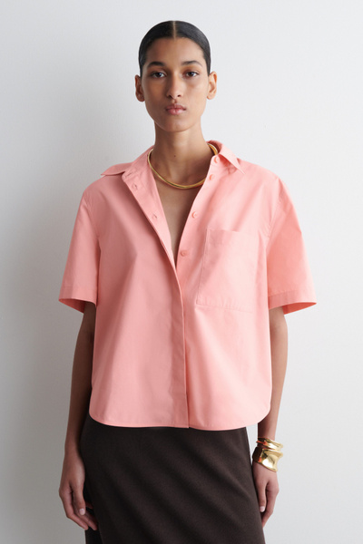 Washed Pleated Short Length Shirt ピンク 7346_2a043f7bcf_5f04ab28930644