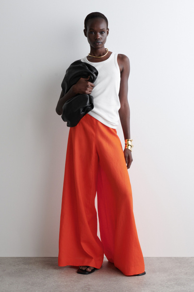 【送料&関税込】Golden  Wide-leg Trousers High waist wide leg pants | Mustard yellow trousers