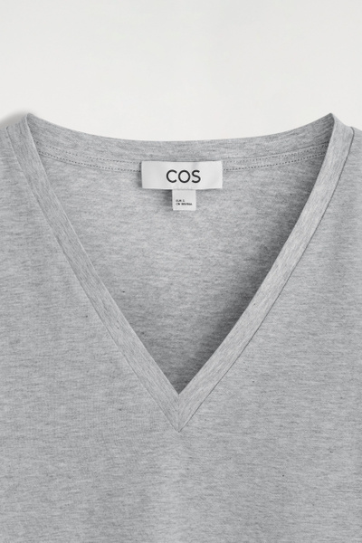アンスクリア Cotton V Neck No Sleeve Knit V-NECK COTTON T-SHIRT - GRAY MÉLANGE | COS