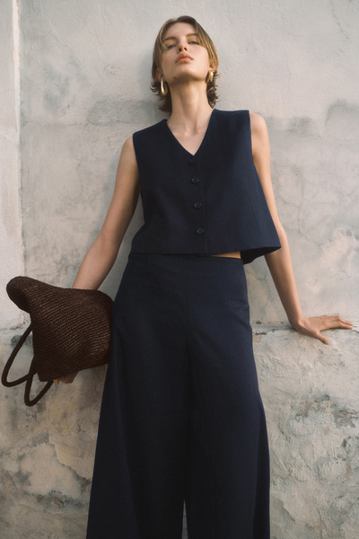 はるゆうご様専用】 Linen Canvas Long Vest