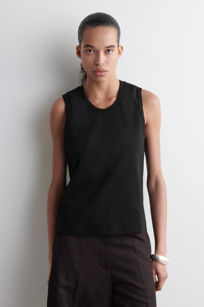 【送料&関税込】CourrA¨ges Black Stretch Cotton Tank Top Cotton Mesh Tank Top in Black – Gardenheir