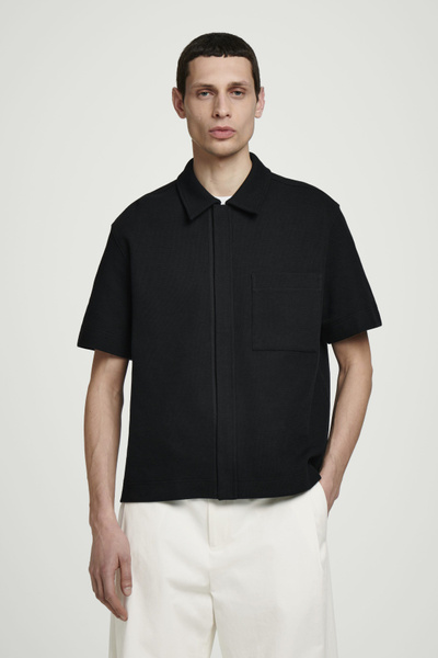 ★関税込★SPAO★[2PACK] Cool Cotton Overfit Short Sleeve★ 8seconds Wrinkle Effect Half Sleeve Shirt Black | Casual