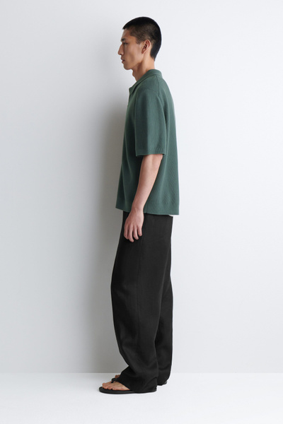 Tシャツ・カットソー MUCENT LEVEN WAFFLE KNIT HALF ZIP UP 2colors WAFFLE-KNIT COTTON ZIPPED SHIRT - PINE GREEN | COS