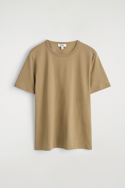 BRUSHED-COTTON T-SHIRT - BEIGE | COS