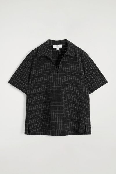 【COOR】 Gingham check open collar shirt / 追跡付 COMME des GARCONS HOMME Checker Printed Open Collar Shirt