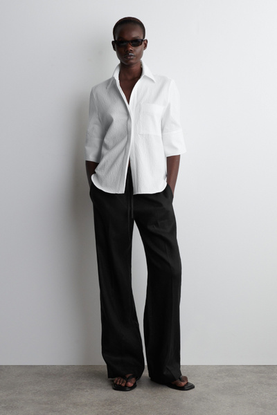 STRIPED SEERSUCKER SHIRT - WHITE | COS