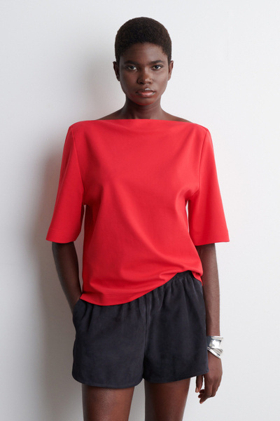 Tシャツ・カットソー VERSO : 25SS / Natural Embroidery Boatneck Top (3colors) 7616_aee8d08c50_413475913e142e