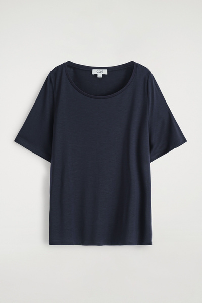 ◆EMIS◆ WOMENS APPLIQUE TSHIRTNAVY m1037_1334690 RELAXED SCOOP-NECK T-SHIRT - NAVY | COS