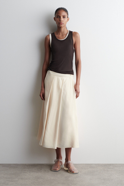 PLEATED A-LINE MIDI SKIRT - CREAM | COS