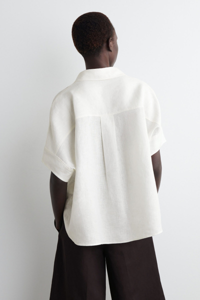 LINEN HALF-PLACKET SHIRT - WHITE | COS