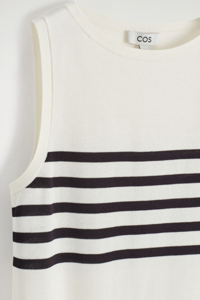 STRIPED KNITTED TANK TOP - WHITE / BLACK / STRIPED | COS