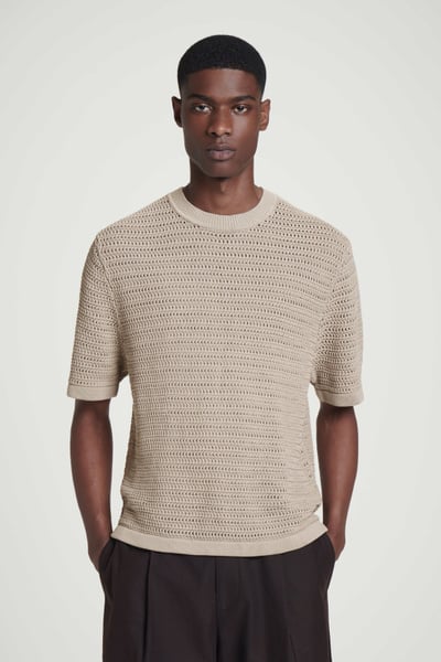 Tシャツ・カットソー MILLO ARCHIVE Crash Comfort Collar Knit Milano Knit Crewneck T-Shirt Grey Melange – Past Tense