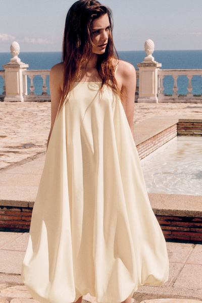 Marithe☆25SS W BUBBLE HEM SLEEVELESS DRESS (2color) Bridgette Mini Dress - Straight Neck Sleeveless Bubble Hem